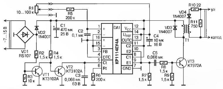 Рис. 1 Регулятор тока сварочного аппарата - схема