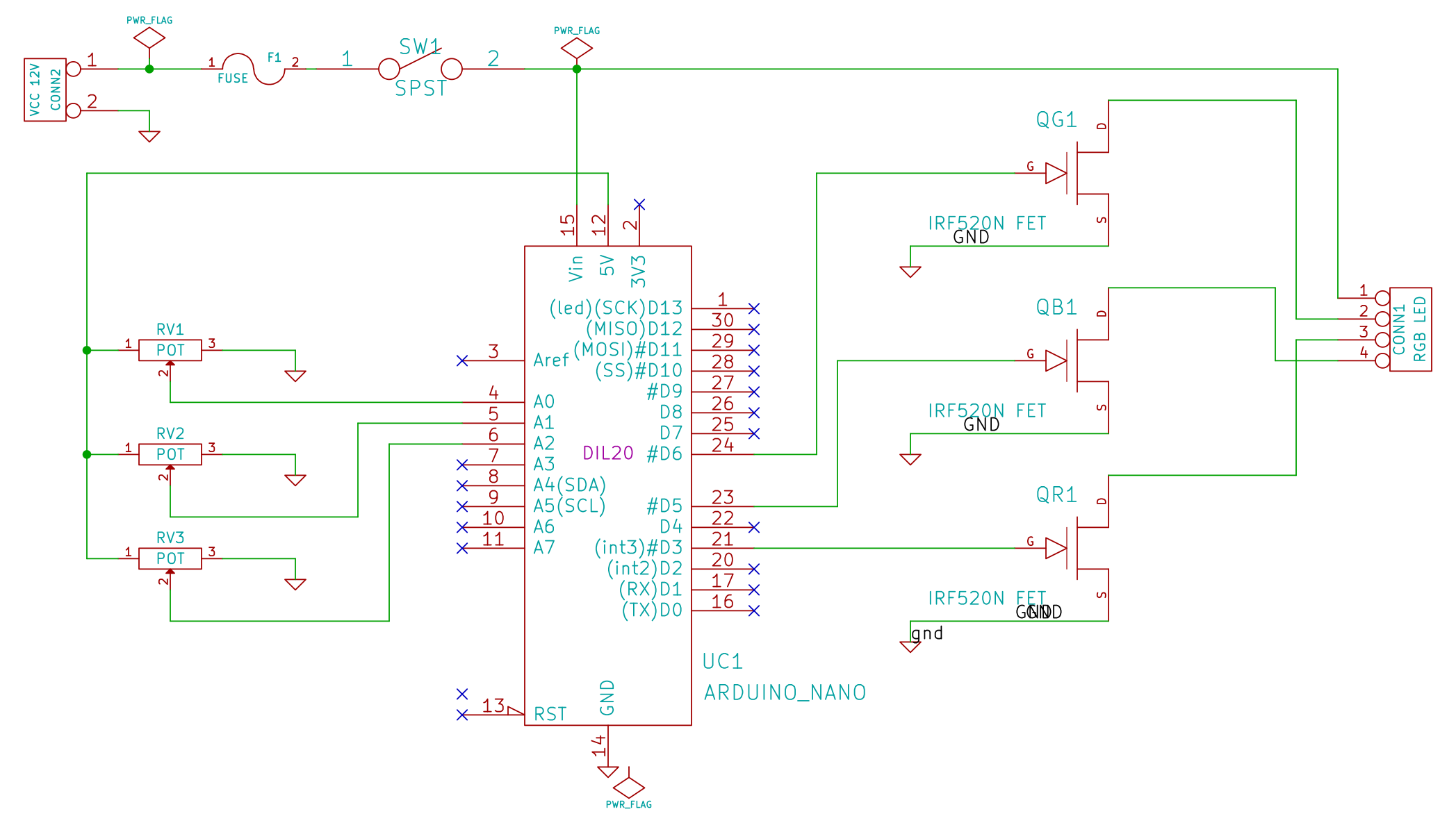 Контроллер светодиодной RGB ленты на Arduino - схема