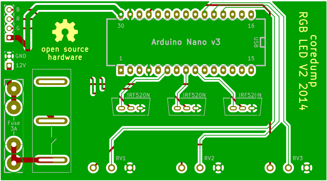 Контроллер светодиодной RGB ленты на Arduino - печатная плата