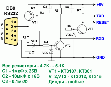 Схема адаптера для программирования микроконтроллеров Motorola