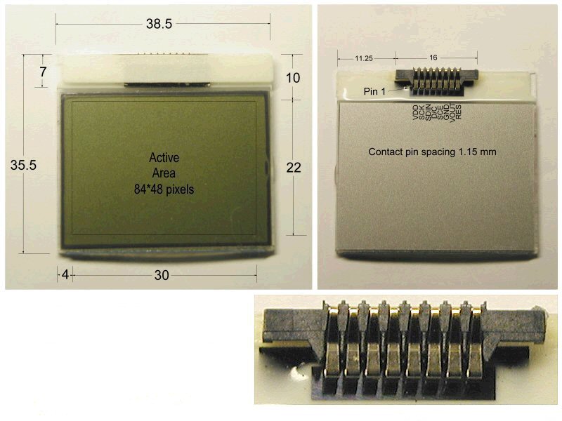 Схема распиновки дисплея Nokia 3310 