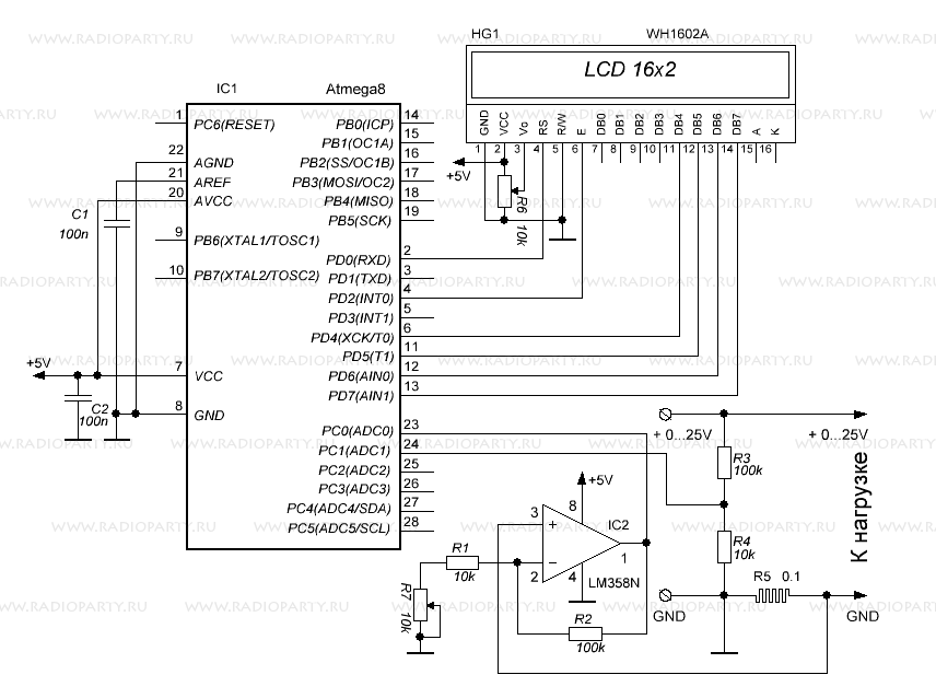 Измерение постоянного тока с помощью AVR. Простой вольт-амперметр
