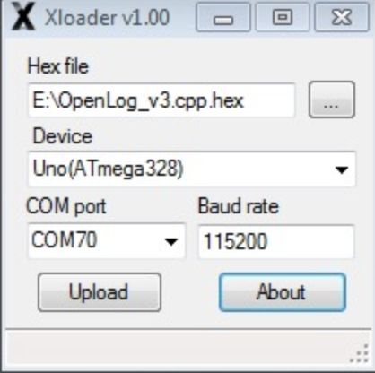 Прошивка шестнадцатеричного файла с использованием xLoader