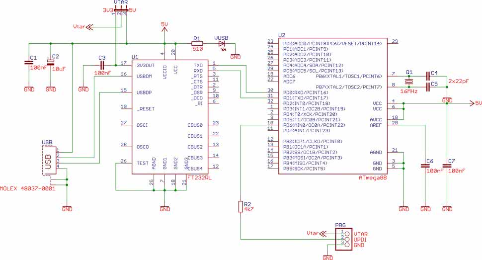 Рисунок 2, Программатор UPDI для микроконтроллеров AVR - схема