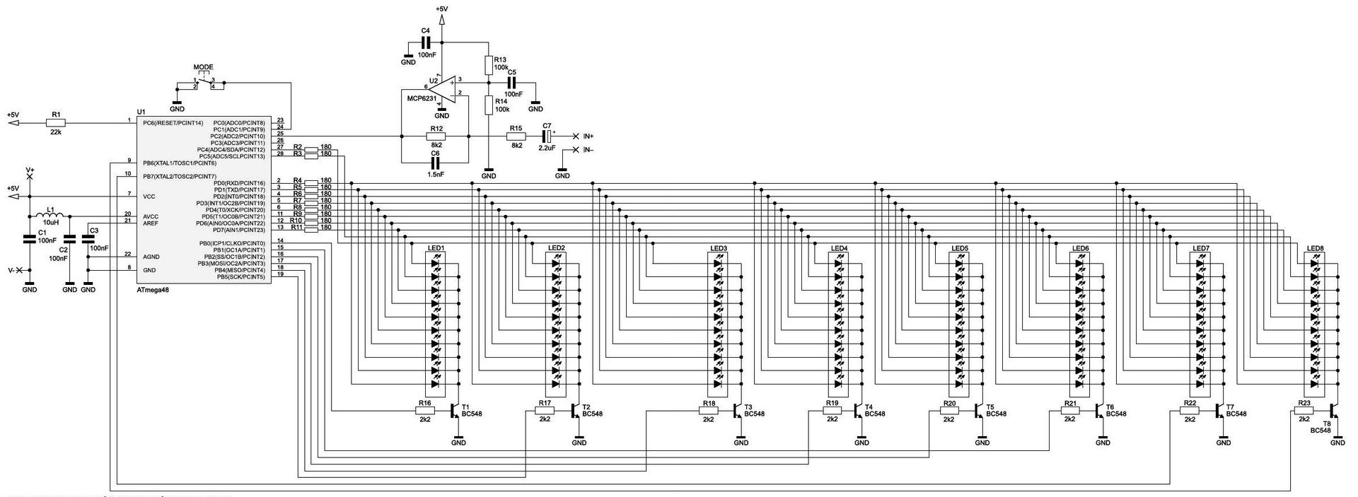 Spectra - анализатор спектра звукового сигнала - схема