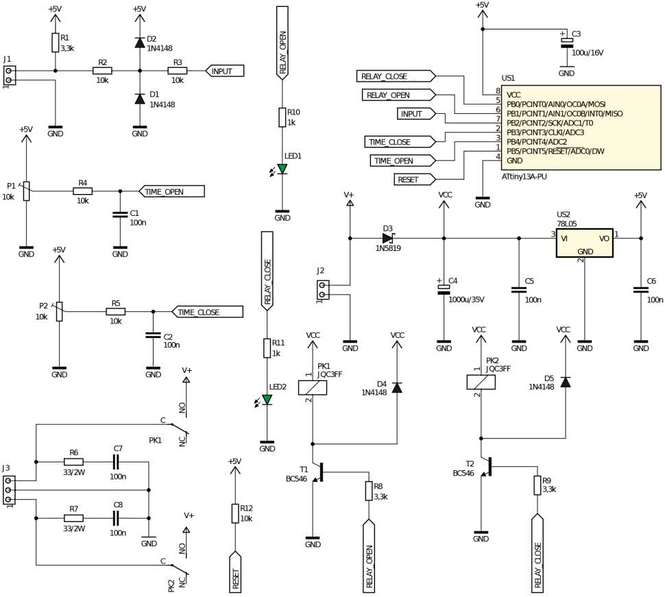 Контроллер электропривода шарового крана на ATtiny13 - схема