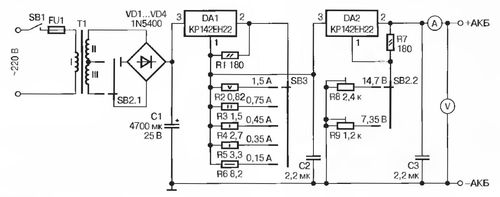 Зарядные устройства для герметичных свинцовых кислотных аккумуляторов - КР142ЕН22